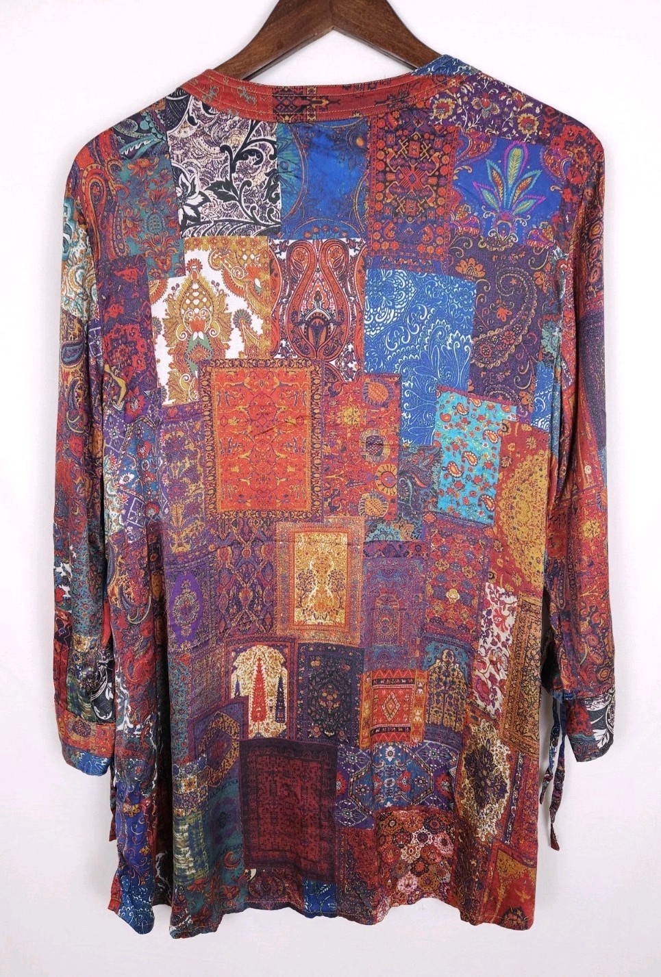 John Mark Medium Satin Multi Print Patchwork Butt… - image 9