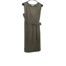 Banana Republic Olive Green V Neck Sleeveless Wrap Dress 12 Business Casual