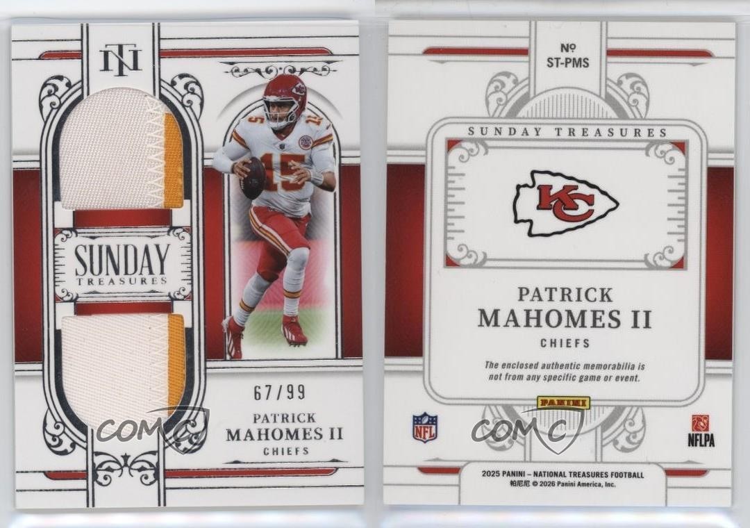 2025 Panini National Treasures Sunday 67/99 Patrick Mahomes II #ST-PMS g7s view 3