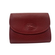 Longchamp Mini Wallet Leather Red Coin Case Made in France