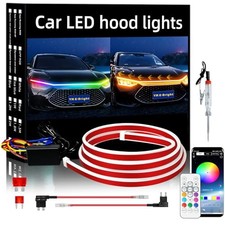 Car Led Lights Exterior RGB Hood Light Strip 59 inches Dynamic Multicolor