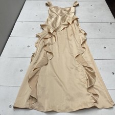 Azazie Dress Womens A4 Beige Satin Sweetheart Ruffle Strap Maxi Formal Gown