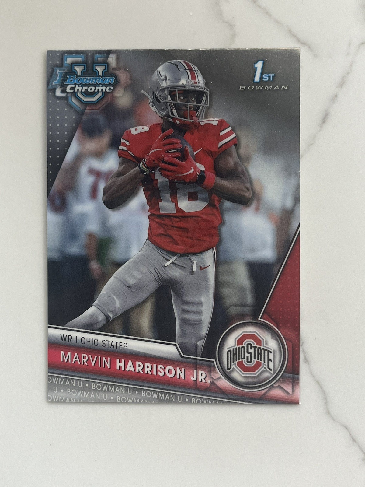 2023 Bowman Chrome U #100 Marvin Harrison Jr Ohio State & Arizona Cardinals Card