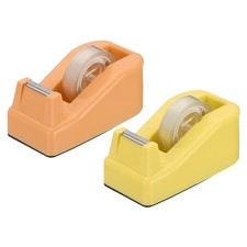 2pcs Tape Dispenser Desk,Small Tape Dispenser Cute Desktop,Yellow Orange