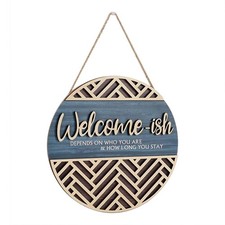 3D Welcome Hanging Sign Plaque for Front Door Wall Decor, Funny Welcome-Ish3283
