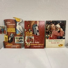 Vintage 1970’s Kodak Cameras Cardboard Sign Stand Up Store Display 15” Lot 3