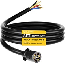 Heavy Duty 7 Way Trailer Cord - 8 Feet, Weatherproof Corrosion Resistant 7 ...