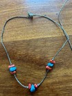 LOT OF 3 Southwest Turquoise Red Coral Necklace on Silver wire.  aLe — photo 4