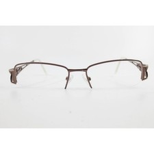 SP 7003 CHNT Brown Semi Rimless Rectangular Eyeglass Frames 52-17-135 Floral Arm