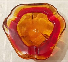 Murano Aschenbecher, Sommerso-Technik, Bernstein-Rotfarben, 1950er, ca. 1,3 Kg