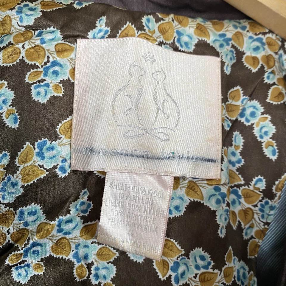 Blazer De Colección Rebecca Taylor 4 Lana Volantes Romántico Marrón Oscuro Academia Pana Foto 2 de 4