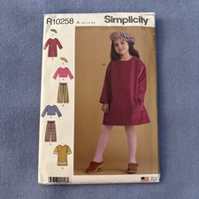 New FF Simplicity R10258 Sewing Pattern Tunic Pants Dress Shirt Girls 3-8