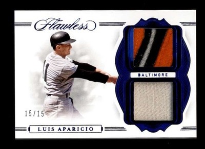 LUIS APARICIO 2020 PANINI FLAWLESS BLUE DUAL JERSEY PATCH COMBO #15/15 T6935