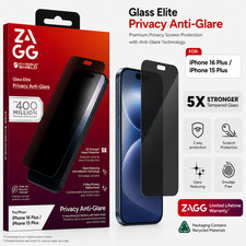 ZAGG (iPhone 16 Plus/ 15 Plus, 6.7-inch) Privacy Tempered Glass Screen Protector