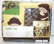 Lambs  Ivy Monkey 3 Piece M is for Monkey Neutral Baby Crib Bedding Set Animals