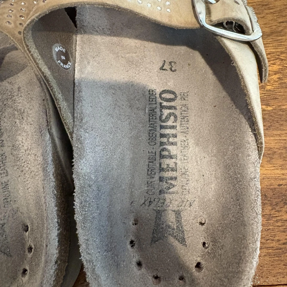 Sandalias Mephisto Helen Mujer Talla 6.5 Beige Estrás Hechas en Francia EU 37 Foto 4 de 4