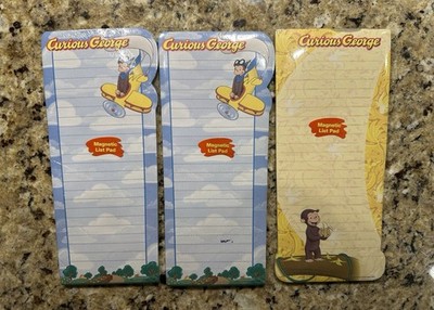 (3) Curious George Magnetic List Pad Stationary To Do Note Pad 60 Sheets NEW