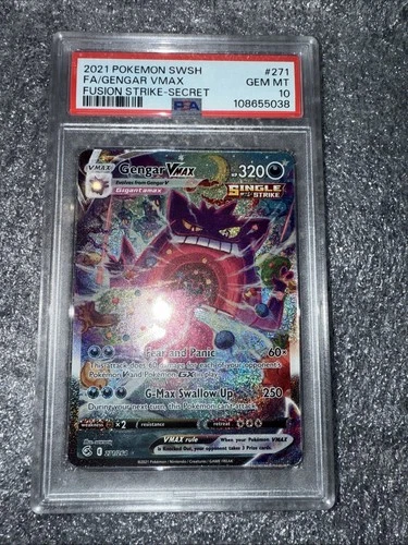 2021 Pokemon SWSH FA/GENGAR VMAX  FUSION STRIKE-SECRET #271 PSA GEM MT  10