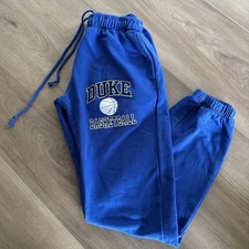 DUKE Blue Devils NCAA Basketball JOGGER SWEATPANTS Blue Fleece Men's Small