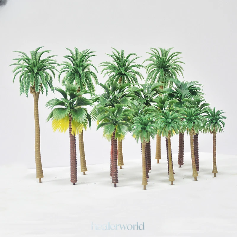 1SET HO/OO Scale Palm Trees Miniatures Sandy Beach Tropical Plants Scenery Model - Image 4 of 4