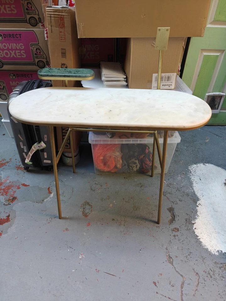 Swoon Senzo Art Deco Dressing Table, White / Green Marble & Brass RRP £399 - Image 2 of 4