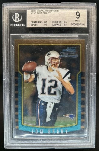 2000 Bowman Chrome Tom Brady Rookie RC #236 Patriots BGS 9