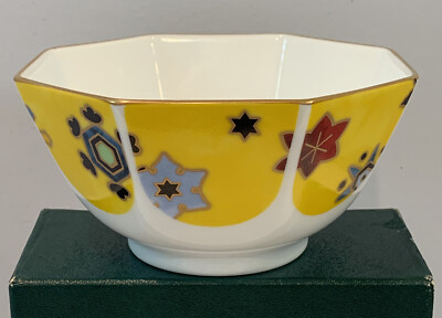 Vintage 5'' Octagonal Yokohama Porcelain Masuda Bowl Makie Pattern Never Used