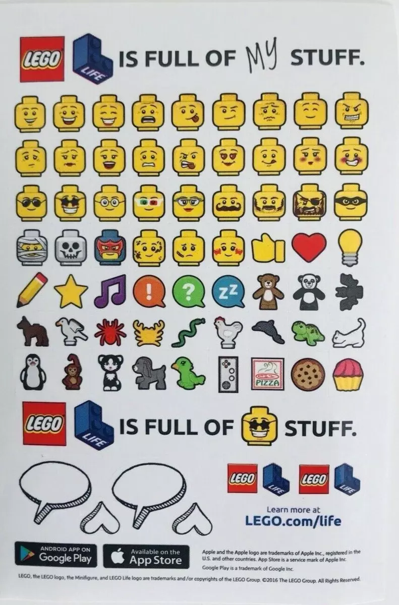 pludselig Tilfældig Hørehæmmet Lego Sticker set Faces Lego life emoji Minifigure faces Sticker Bin | eBay