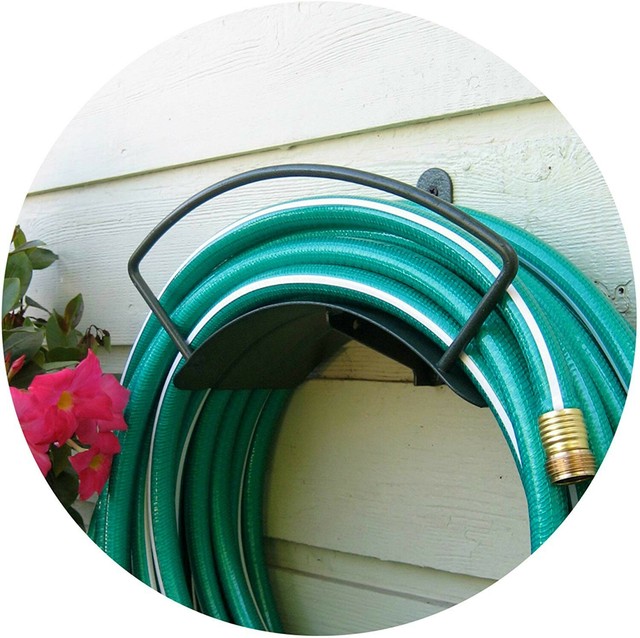 2 Vintage Heavy Duty Steel Iron Garden Hose Green Wall Mount Rack