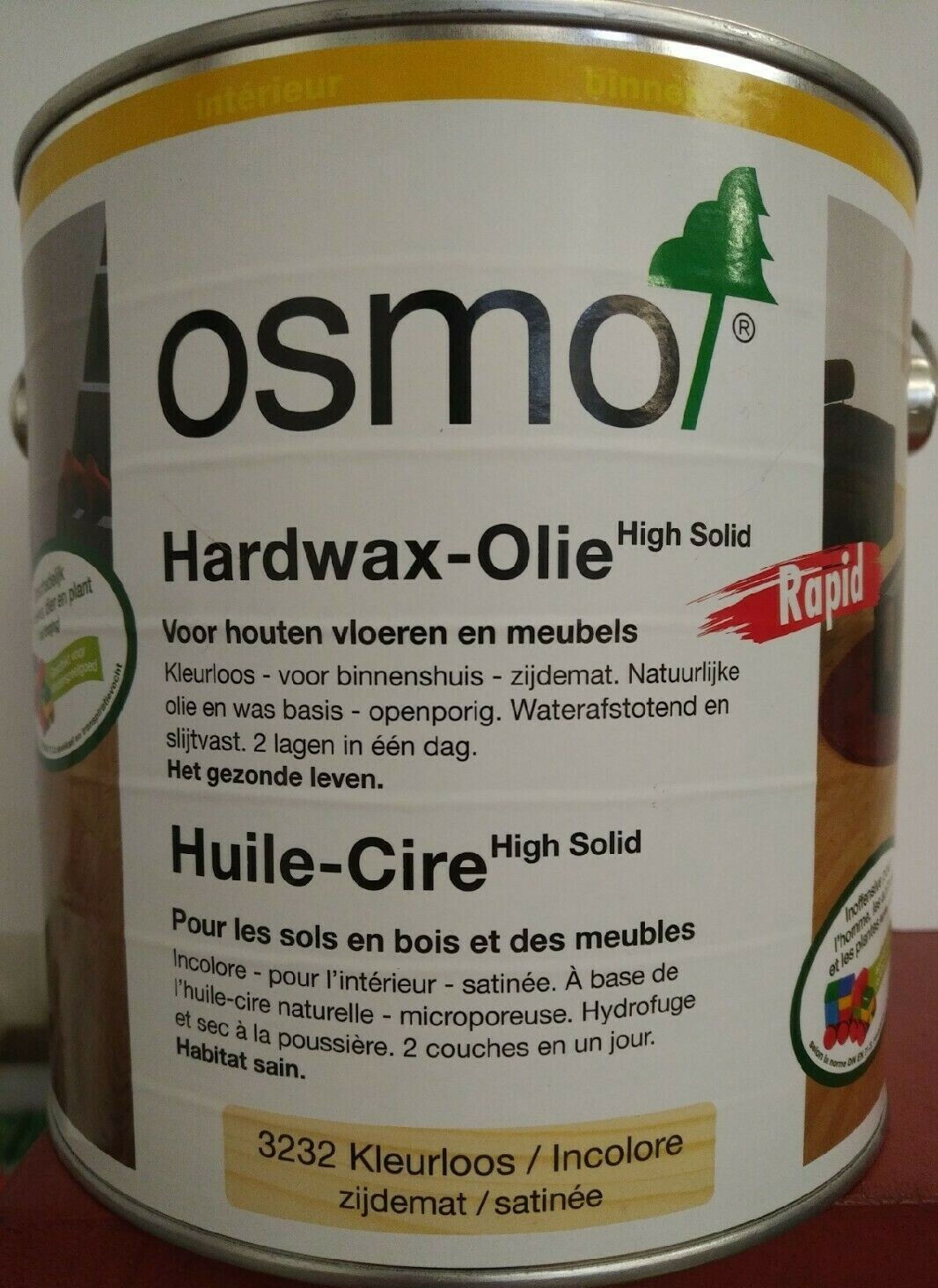 Huile Cire Rapid Osmo 3232 satinée séchage rapide pour protection bois intérieur