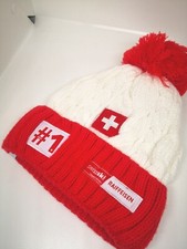 Ski Sport Urban Basics Knit Beanie Hat Unisex White Scarlet Headwear Acrylic