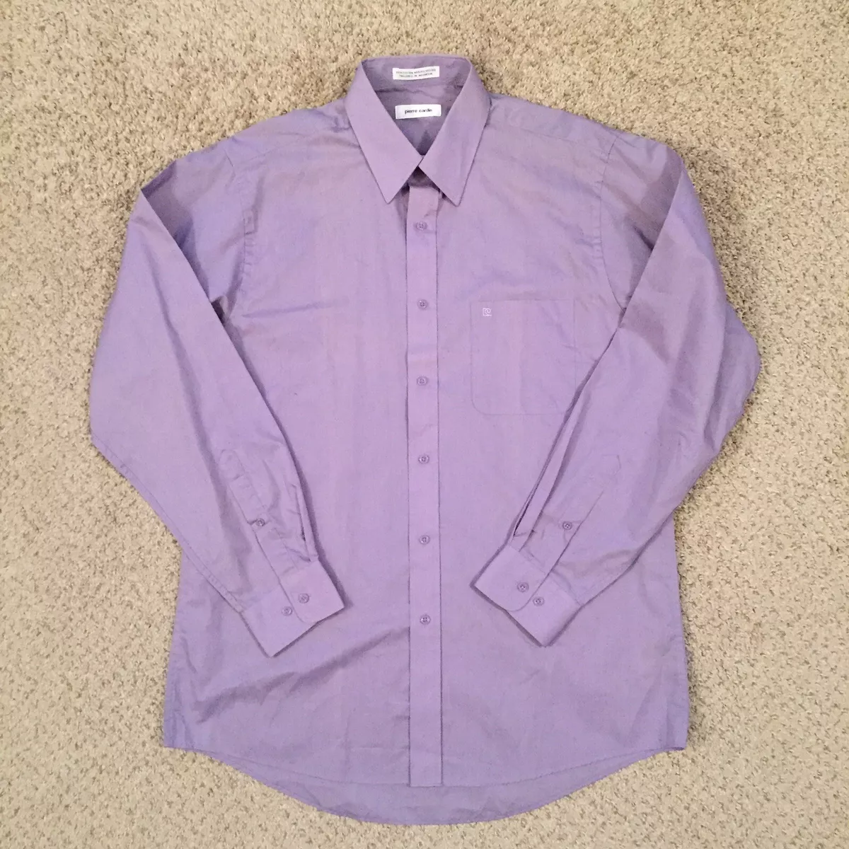 Pierre Cardin Shirt Medium Long Sleeve Purple Button Up Mens Casual