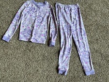 Girl  s Cuddl Duds Long Sleeve Pants Pajama Set Purple Tie Dye Stars Size 10