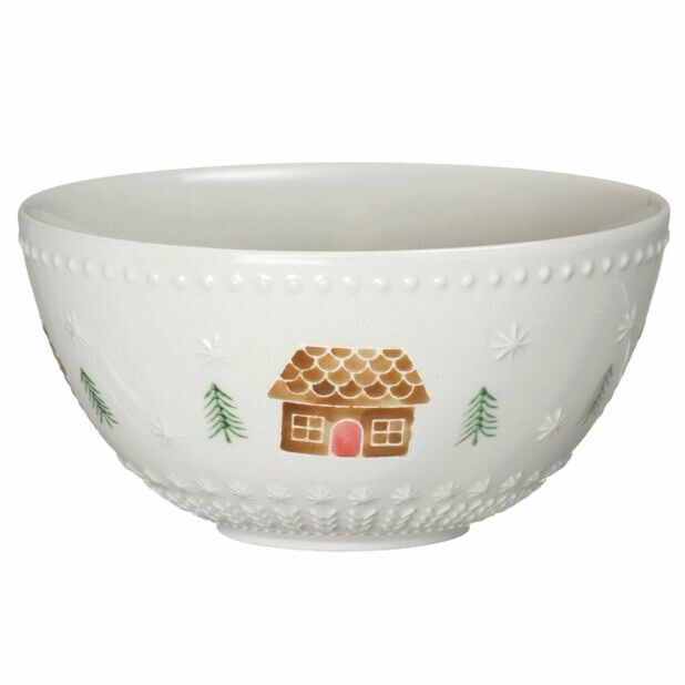 Gingerbread House Stoneware 12cm Nibble Bowl, Christmas Crockery, Gisela Graham