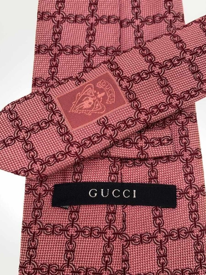 GUCCI silk necktie Pink mens Used eBay