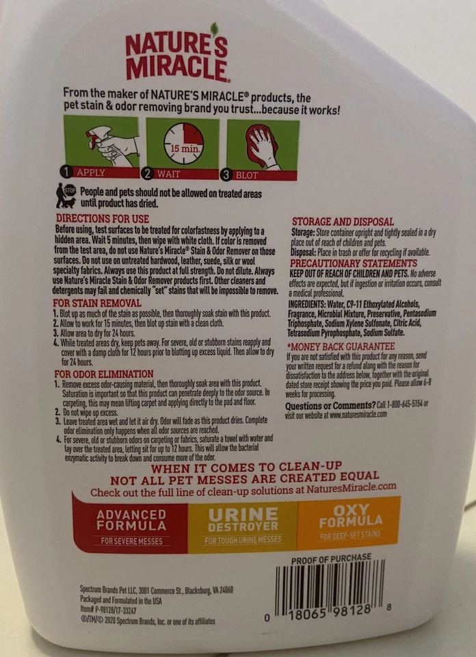 6 Natures Miracle Dog Stain and Odor Remover Spray 24oz Each Bottle - Image 4 of 4