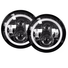 Pair 7 Inch Round Led Headlights Halo Angel Eyes For Jeep Wrangler Jk Lj Tj Cj
