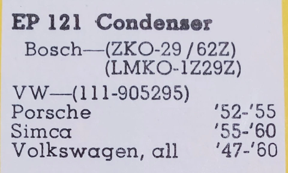 Condensador de encendido Echlin EP-121 1952-55 Porsche 58-59 Simca 50-59 Volkswagen Foto 3 de 3