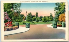 Postcard - Bellevue Entrance - Cadwalader Park - Trenton, New Jersey