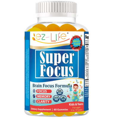 Super Focus Kids Focus and Attention Brain Booster Gummy Vitamins, Focus Support