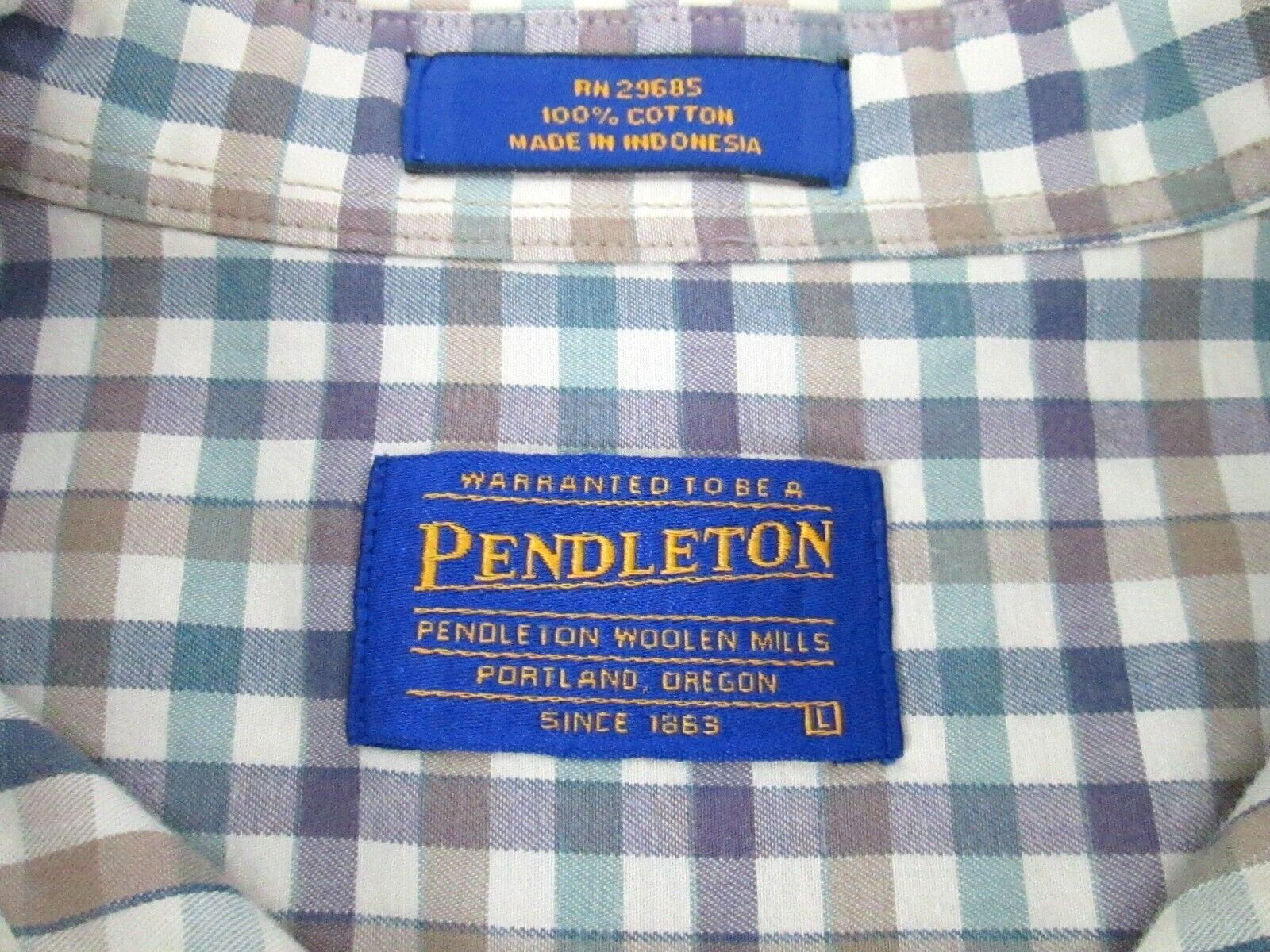 Pendleton Men's Large Multi Color Checkered Cotto… - image 7