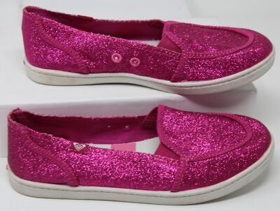 Roxy RG Mesa Pink Glittery Espadrilles Slip-On Sneakers Shoes Youth Girls Sz 3 Y