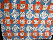 ALL Hand Made vintage fabric Crib Quilt Size 50 x 38  Baby children cover