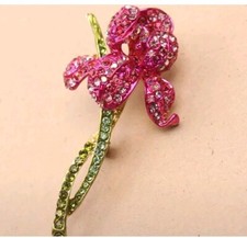 Spring Pin Brooch Iris Flower pink spring fashion jewelry NEW Free Ship 2.6 inch