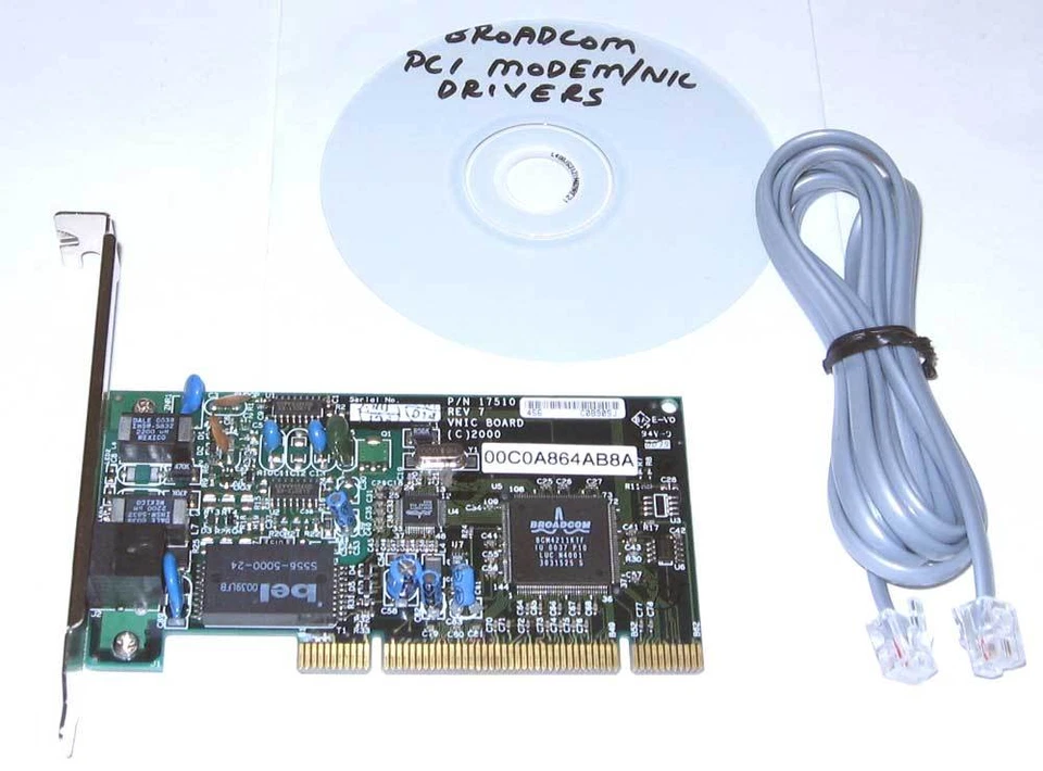 Broadcom D-1156IVB2/B1 Data/Fax PCI Modem 56Kbps PCI Bus (Plug & Play) V.92 - Image 2 of 2