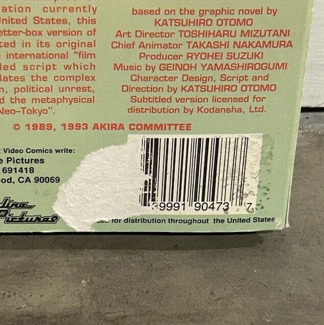 Akira Special Subtitled Edition VHS RARE 1993 Streamline Akira Special Subtitled Edition VHS RARE 1993 Streamline