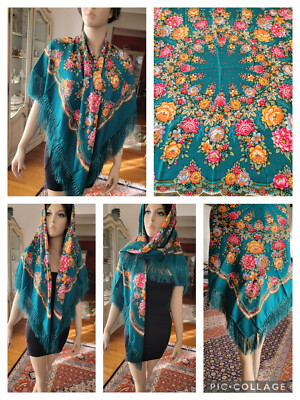 Scialle Floreale Zingaro In Lana 80% – Stile Babushka, Caldo