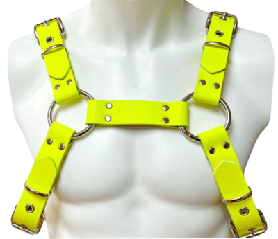 Vegan Harness With Metal Buckles PINK Neon Vegan Buckle Bulldog Harness Chest Thick & Soft  main image 4