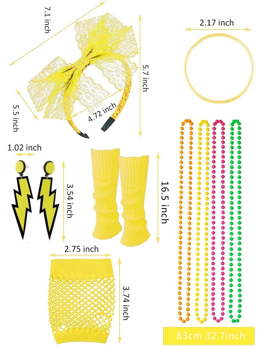 80er Jahre Kostüm Zubehör Set – 8-teilig Mit T-Shirt, Tutu, Netzhandschuhen & Neon-Accessoires Für Frauen – Perfekt Für Retro-Partys & Karneval 80er Jahre Kostüm Zubehör Set – 8-teilig Mit T-Shirt, Tutu, Netzhandschuhen & Neon-Accessoires Für Frauen – Perfekt Für Retro-Partys & Karneval