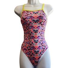 28 The Finals Funnies Mosaic Flutterback One Piece Swimsuit Pink Sz 28 msrp 35
